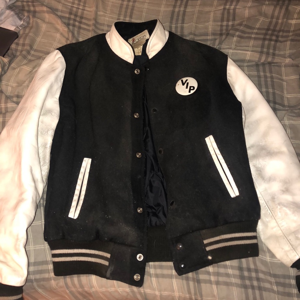 Vintage Seneca College Wool Leather Varsity Jacket